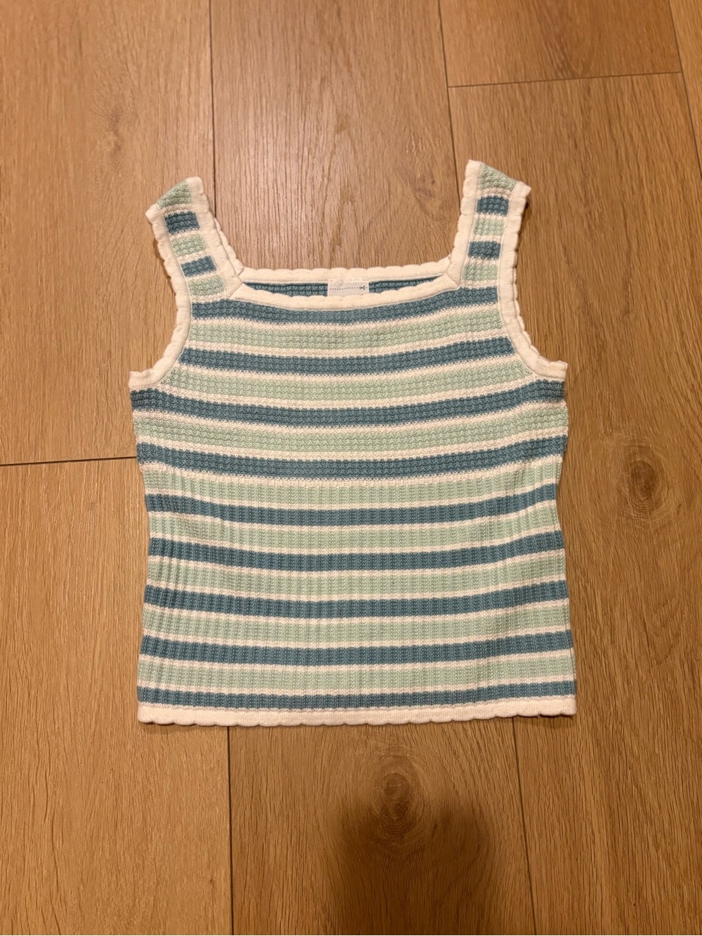 abercrombie kids Blue and Cream Striped Ribbed Tank